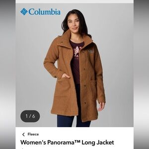 Columbia Women's Panorama Teddy Long XL Jacket - Brown Tan Sherpa Fleece Suede